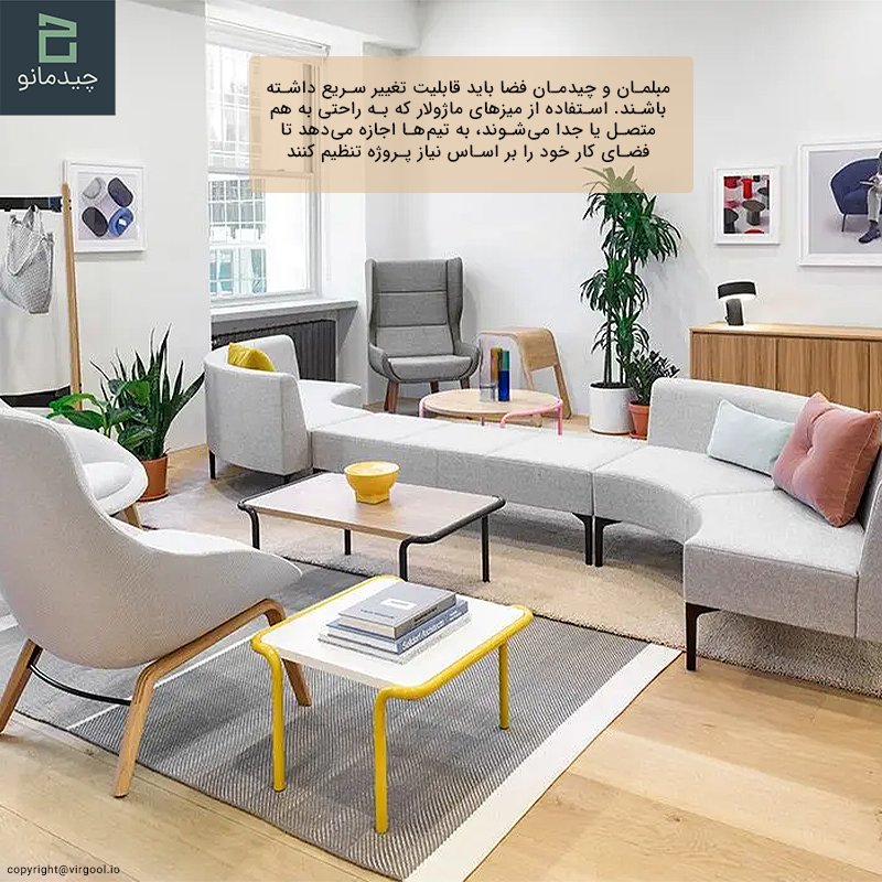 انعطاف‌پذیری و چیدمان ماژولار در طراحی دکوراسیون اداری