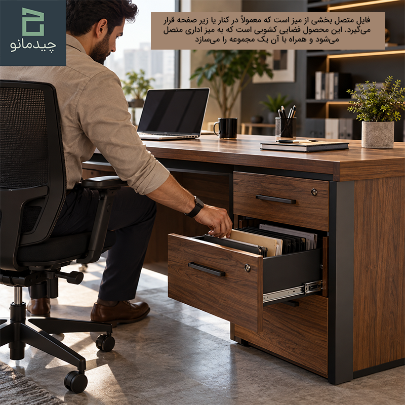 فایل متصل در مبلمان اداری؛ انتخابی برای نظم و دسترسی سریع