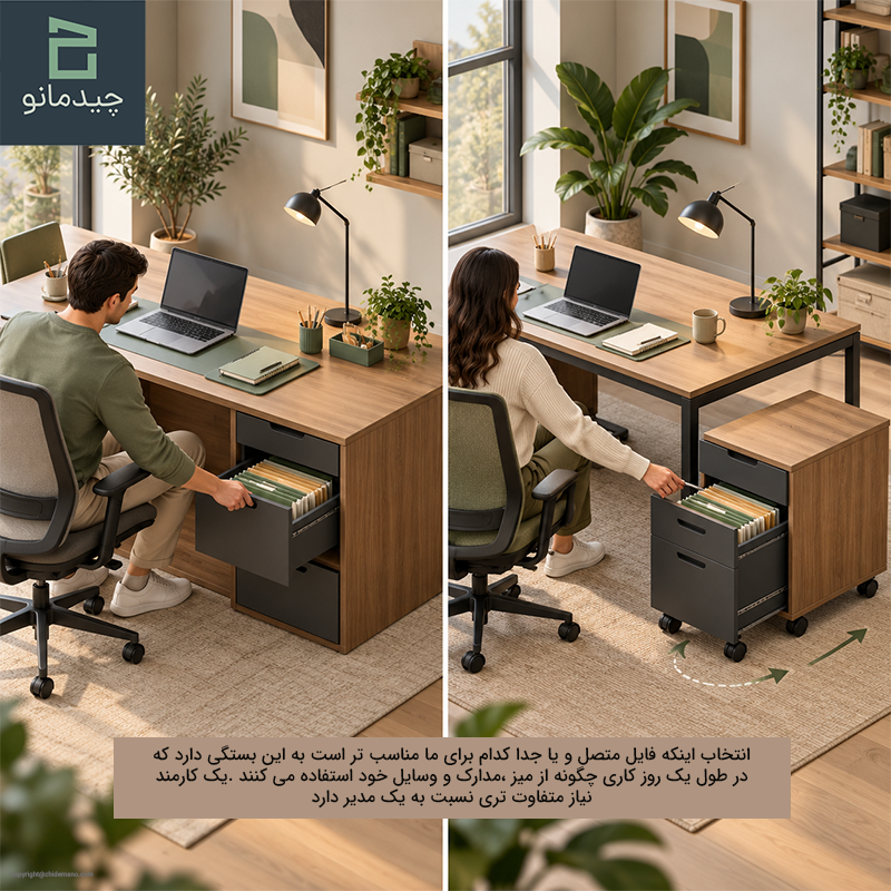 مقایسه فایل متصل و فایل جدا در مبلمان اداری